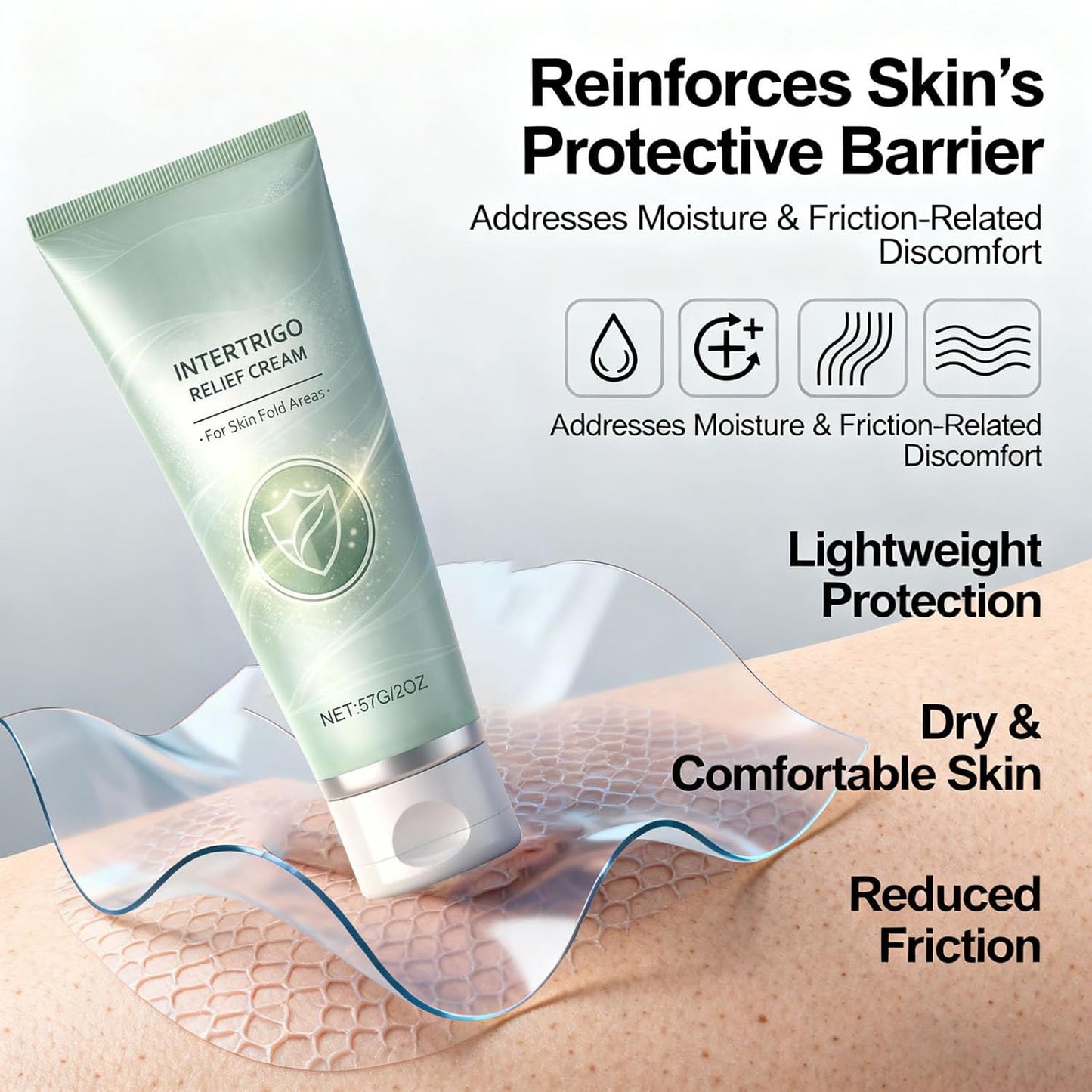 Soothe & Dry Skin-Fold Cream (2-Pack) – Zinc Oxide & Undecylenic Acid, Chafing & Moisture Control