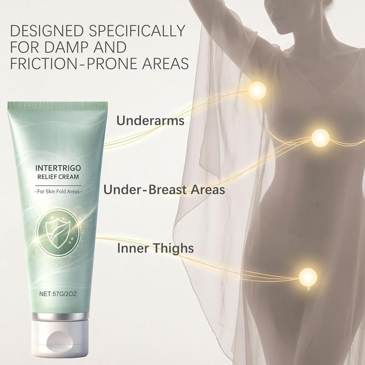 Soothe & Dry Skin-Fold Cream (2-Pack) – Zinc Oxide & Undecylenic Acid, Chafing & Moisture Control